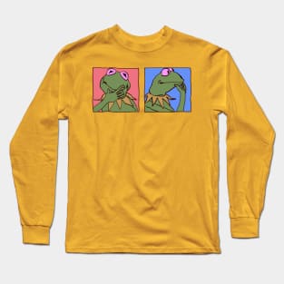 kermit the frog thinking inside the box / the muppets meme Long Sleeve T-Shirt